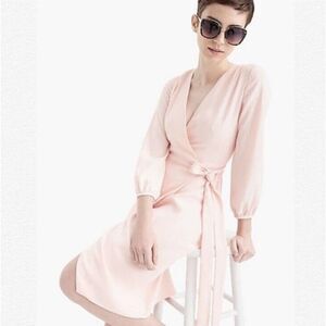 J. Crew Black Label Wrap Dress 4 Light Pink Peach Shower Wedding Guest Party NWT